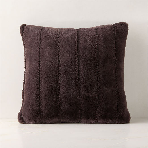 Channel Double-Sided Mink Brown Faux Fur Throw Pillow With Down-Alternative Insert 18"X18"