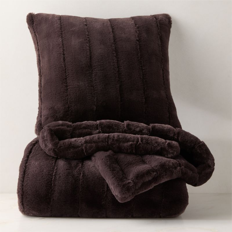 Channel Double-Sided Mink Brown Faux Fur Throw Pillow With Down-Alternative Insert 18"X18" - image 3 of 5