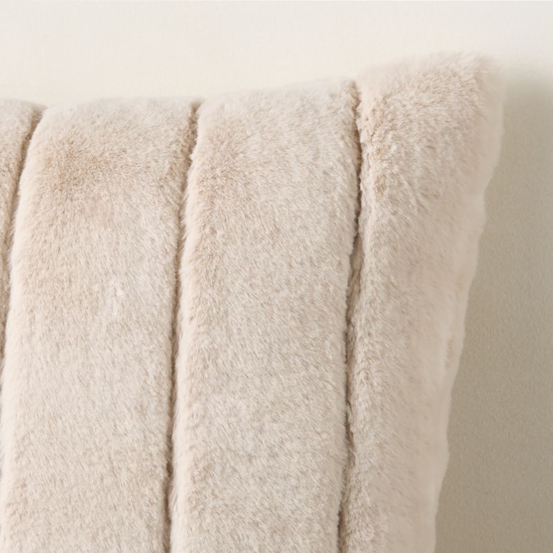Channel Off-White Faux Fur Throw Pillow Cover 18"x18"