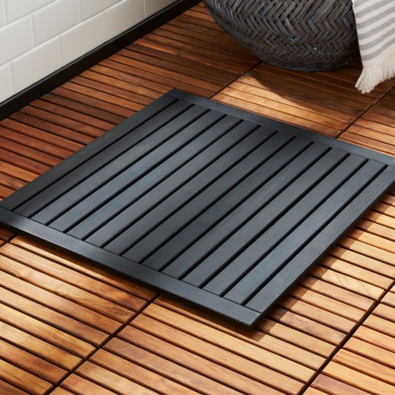 Lateral Teak Black Bath Mat 21.75\