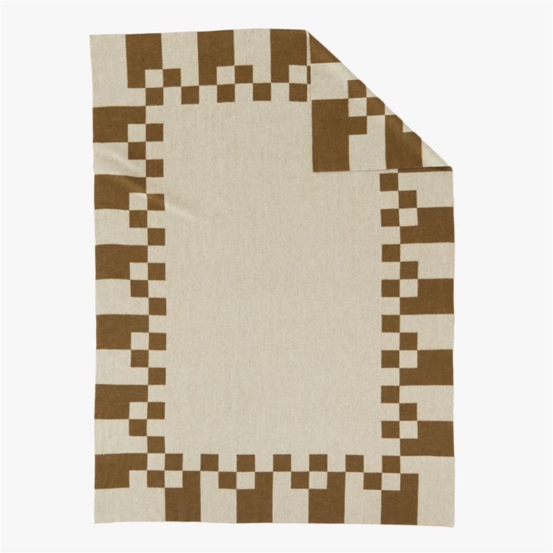 Check Tobacco Brown Merino Wool Throw Blanket - image 3 of 9