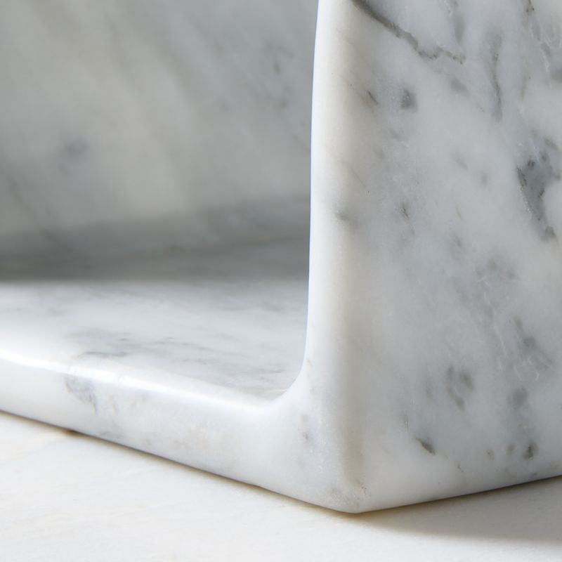 Chez White Marble Vinyl Stand - image 2 of 4