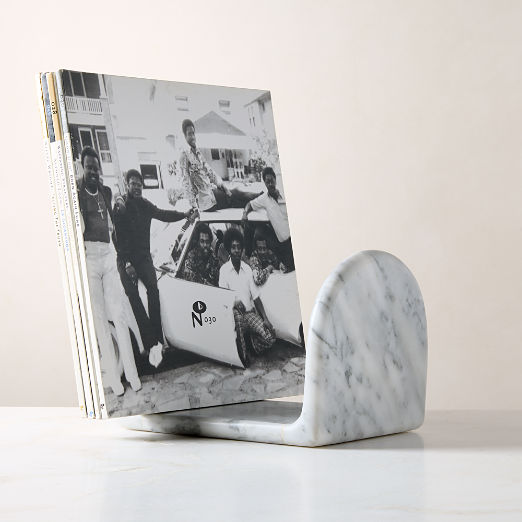 Chez White Marble Vinyl Stand