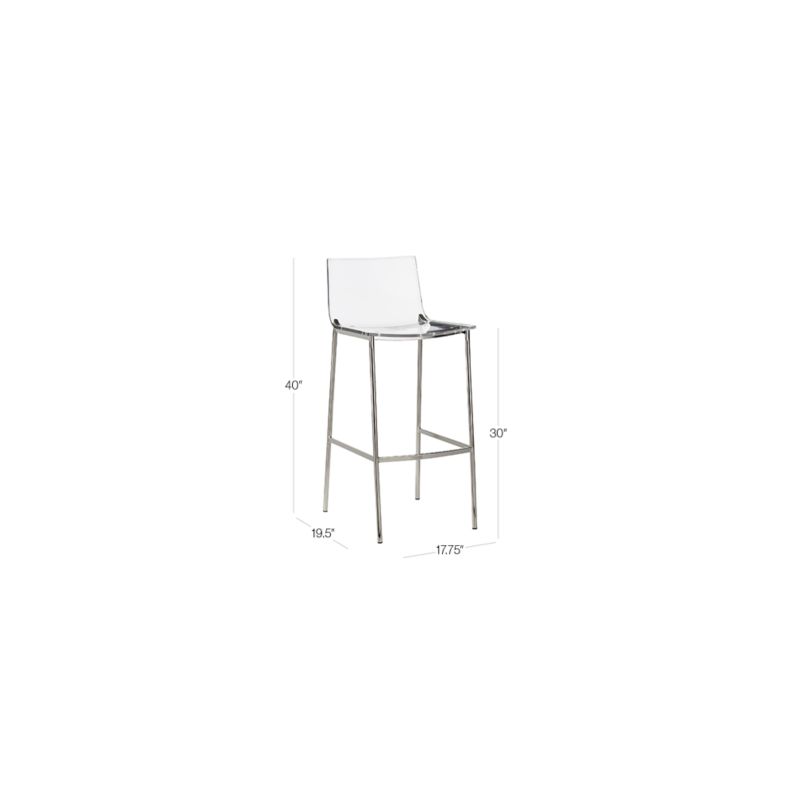 View Chiaro Clear Acrylic Bar Stools with Nickel Legs Set of 2 - image 2 of 7