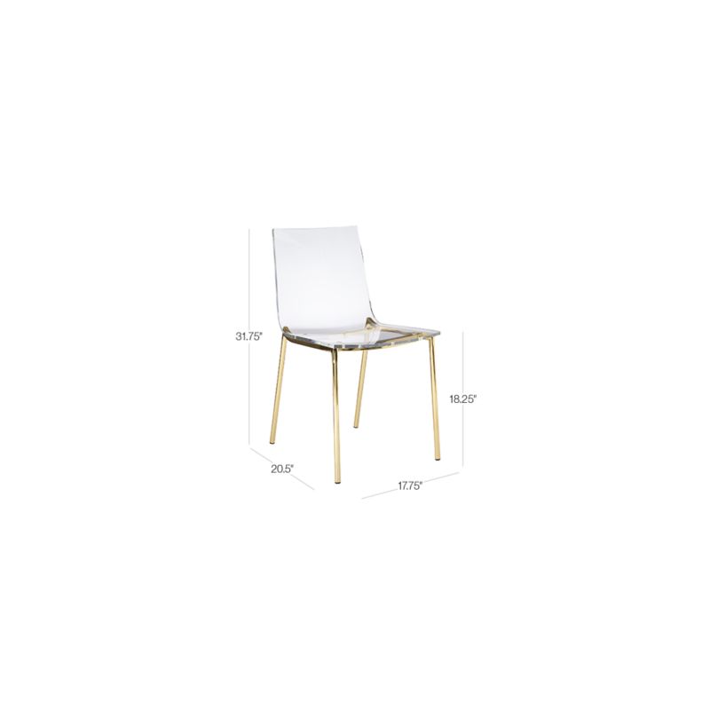 View Chiaro Clear Acrylic Dining Chair with Gold Legs - image 3 of 9