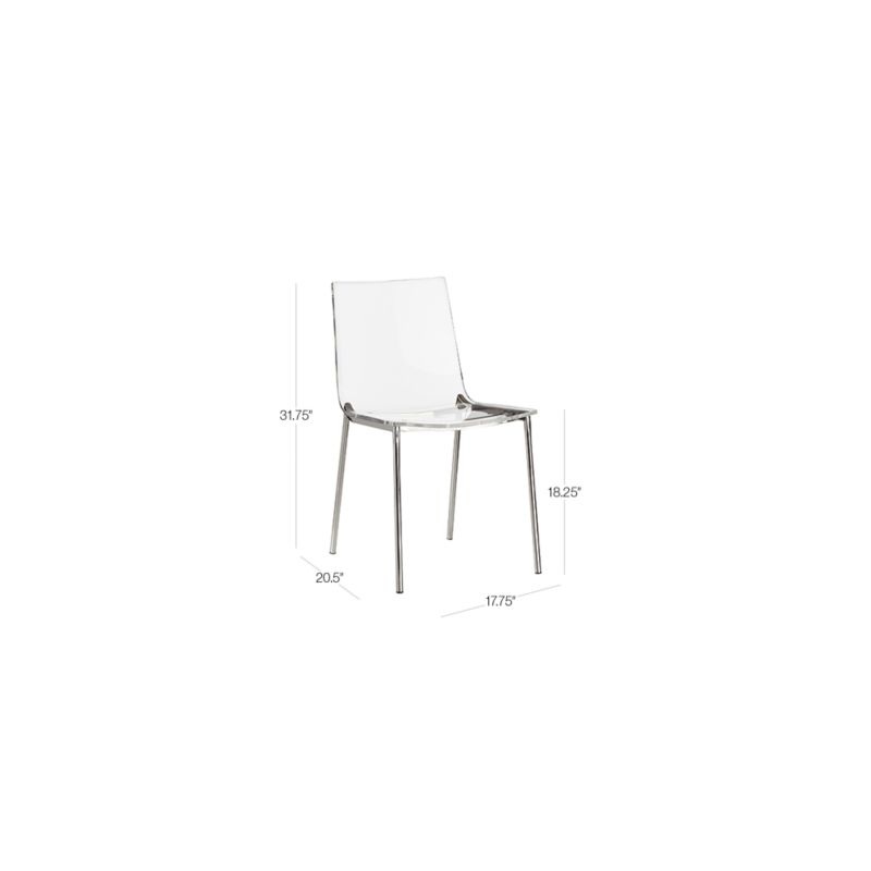 View Chiaro Clear Acrylic Dining Chairs with Nickel Legs Set of 4 - image 2 of 10