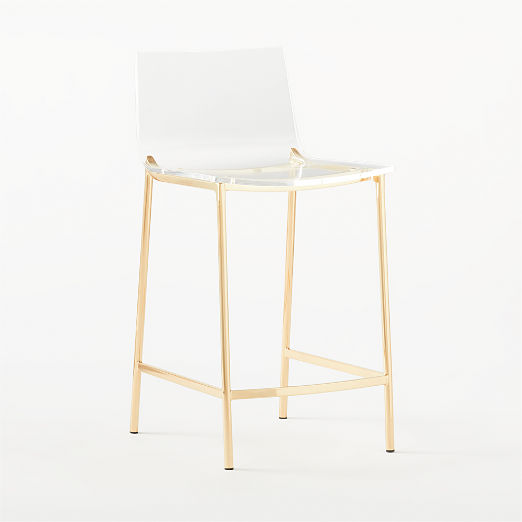 Chiaro Clear Acrylic Counter Stool with Gold Legs