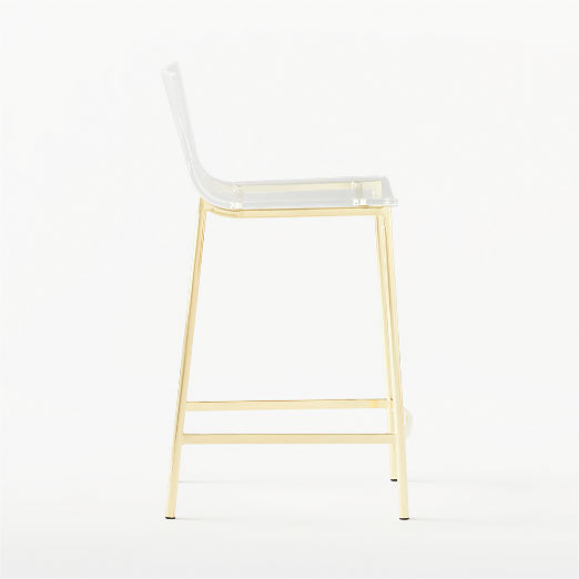 Chiaro Clear Acrylic Counter Stool with Gold Legs