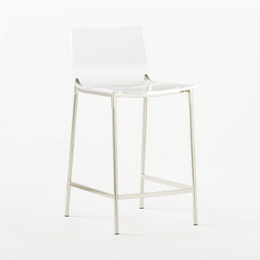 Chiaro Clear Acrylic Counter Stools with Nickel Legs Set of 2