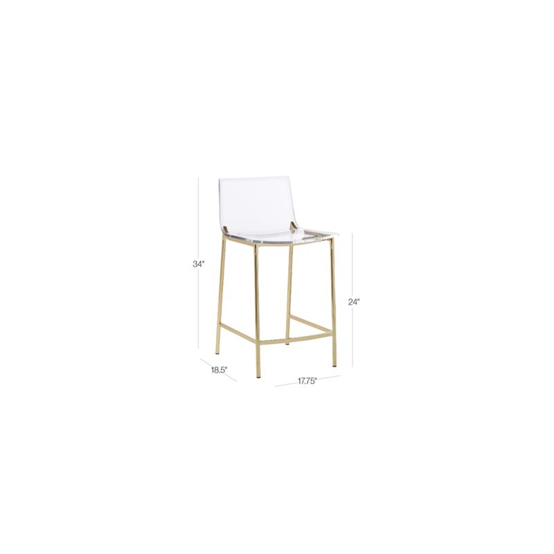 View Chiaro Clear Acrylic Counter Stools with Gold Legs Set of 2 - image 2 of 8