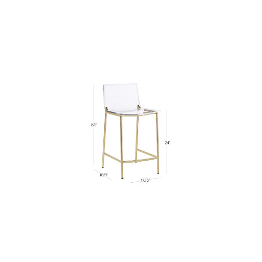 Chiaro Clear Acrylic Counter Stools with Gold Legs Set of 2