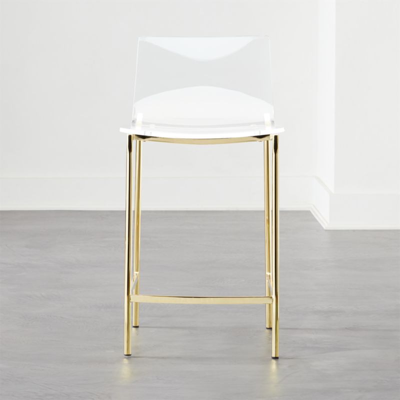 Chiaro Clear Counter Stool Gold, Leather Counter Stools With Gold Legs