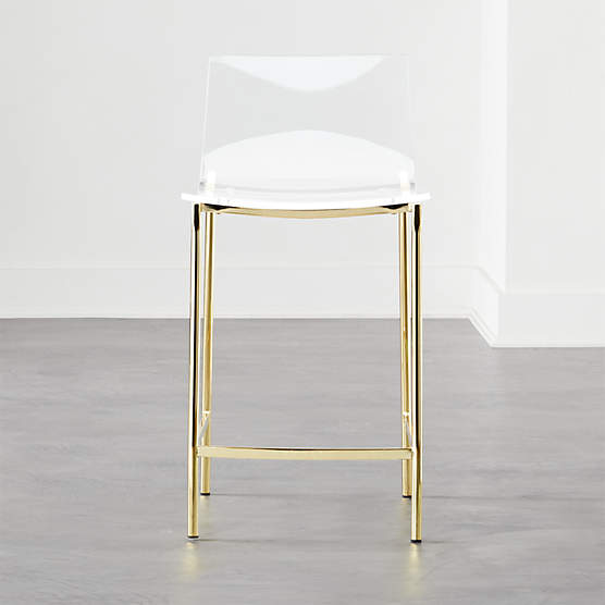 Chiaro Clear Acrylic Counter Stools with Gold Legs Set of 2