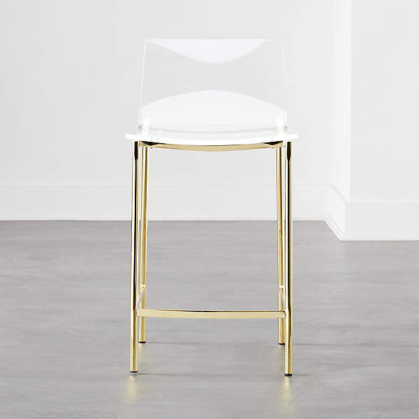 Chiaro Clear Counter Stool Gold, Gold And White Leather Counter Stools