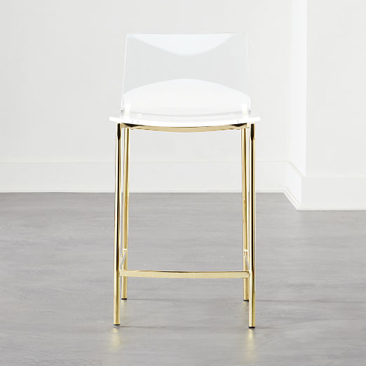 Chiaro Clear Acrylic Counter Stools with Gold Legs Set of 2