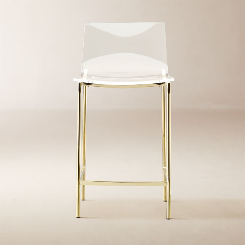 Chiaro Clear Acrylic Counter Stool with Gold Legs + Reviews CB2