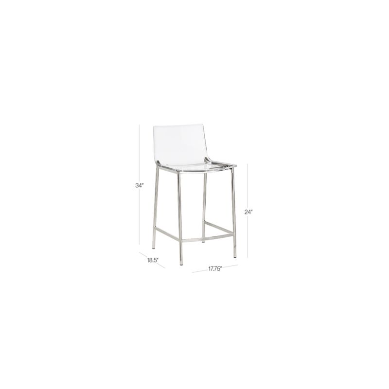 View Chiaro Clear Acrylic Counter Stool with Nickel Legs - image 3 of 8