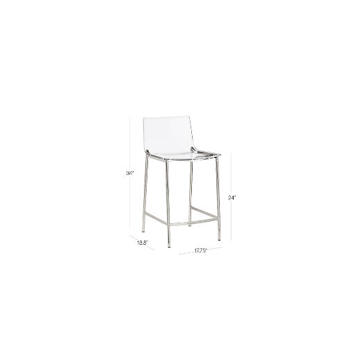 Chiaro Clear Acrylic Counter Stools with Nickel Legs Set of 2