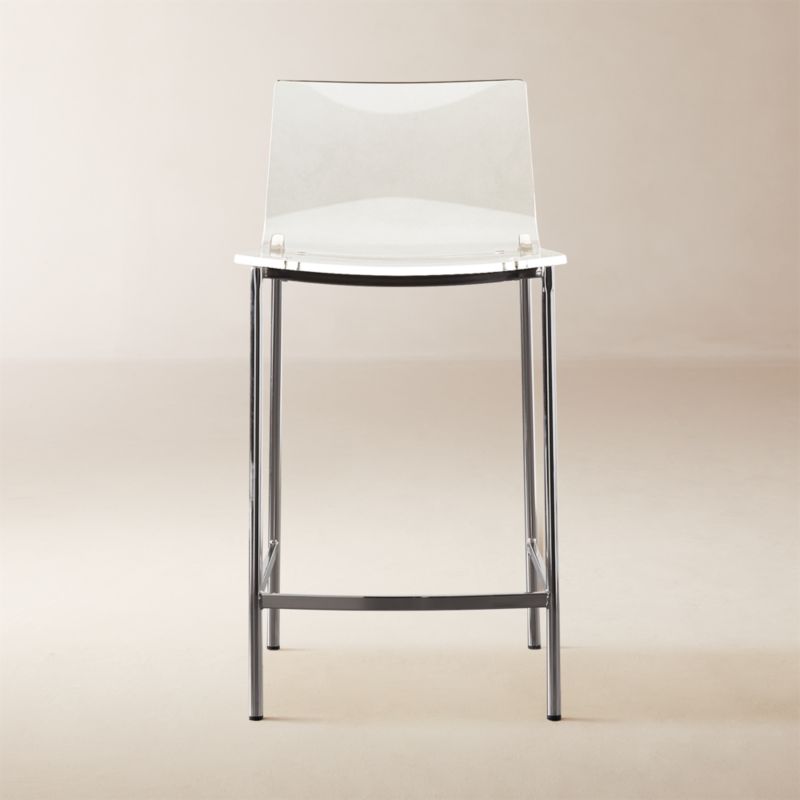 Chiaro Clear Acrylic Counter Stool with Nickel Legs + Reviews | CB2