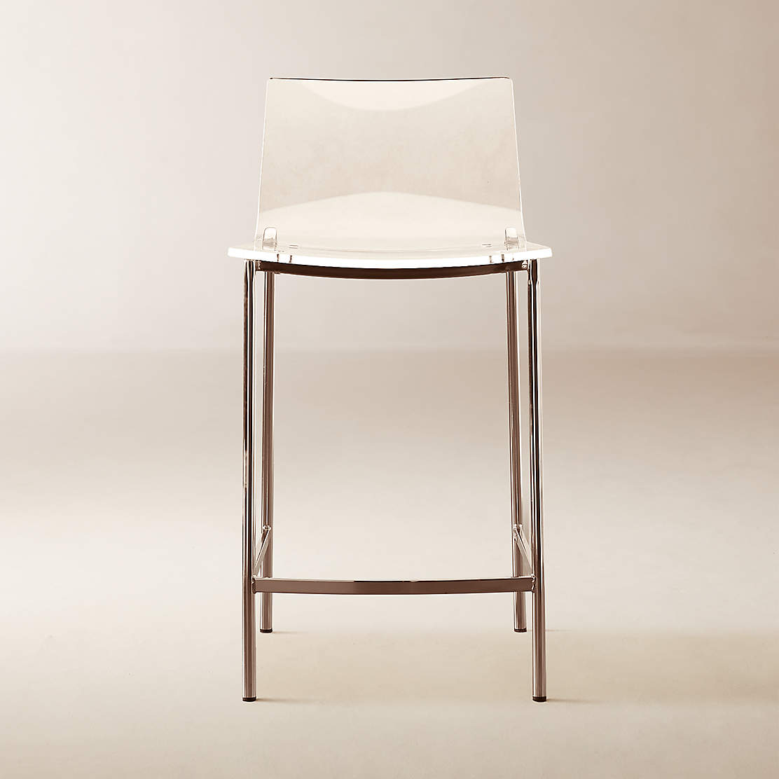 Chiaro Clear Bar Stool Nickel + Reviews CB2