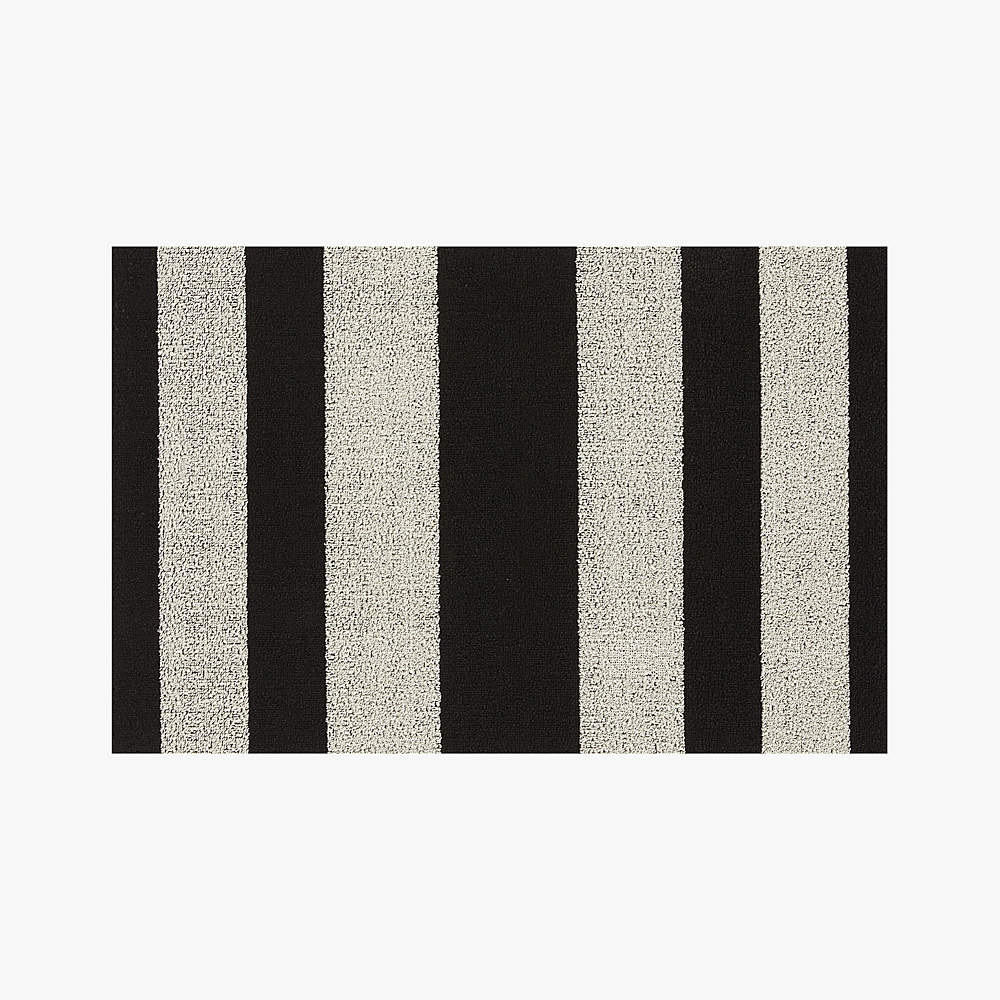 Chilewich Bold Stripe Shag Doormat 18x28 - Black/White - Distinctive Decor