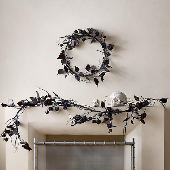 Faux Black Chinese Lantern Halloween Botanical Set