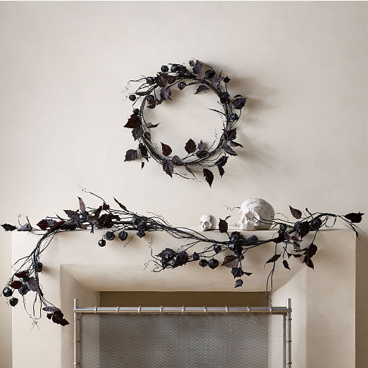 Faux Black Chinese Lantern Halloween Botanical Set