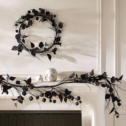 Faux Black Chinese Lantern Halloween Botanical Set
