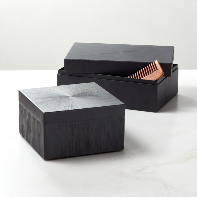 Karlo Chiseled Black Metal Storage Box Small + Reviews