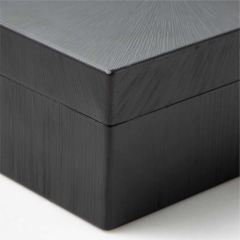 Karlo Chiseled Black Metal Storage Box Large + Reviews | CB2