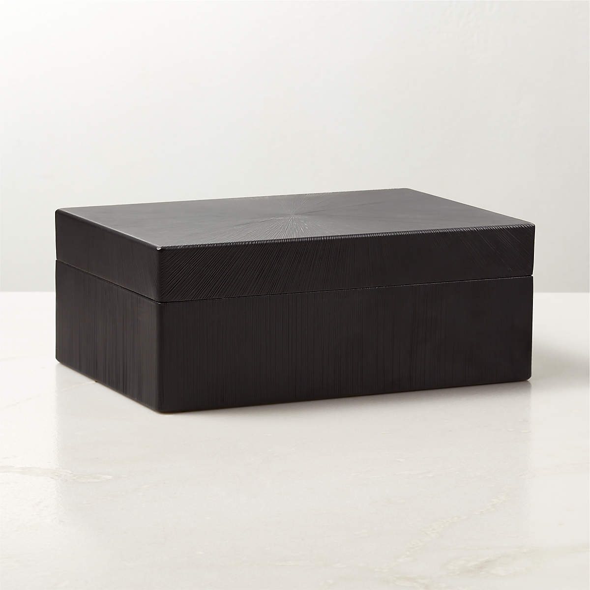 Karlo Chiseled Black Metal Storage Box Large CB2