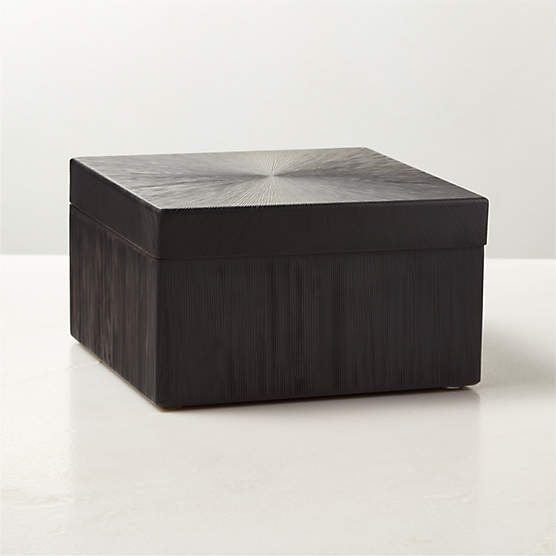 Karlo Chiseled Black Metal Storage Box Small