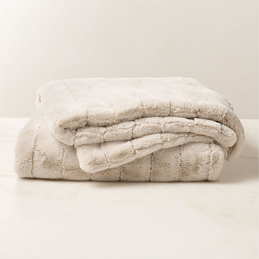 Channel Double-Sided Off-White Faux Fur Throw Blanket 60"x80"