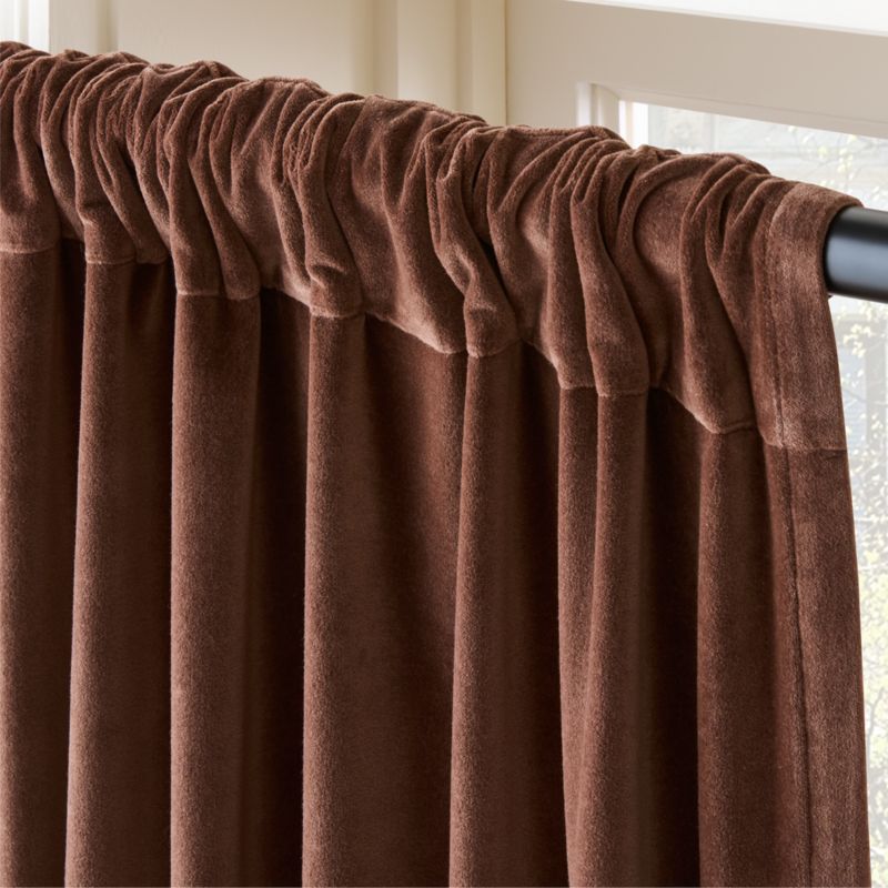 Chocolate Brown Organic Cotton Velvet Window Curtain Panel 48"x84" - image 4 of 6