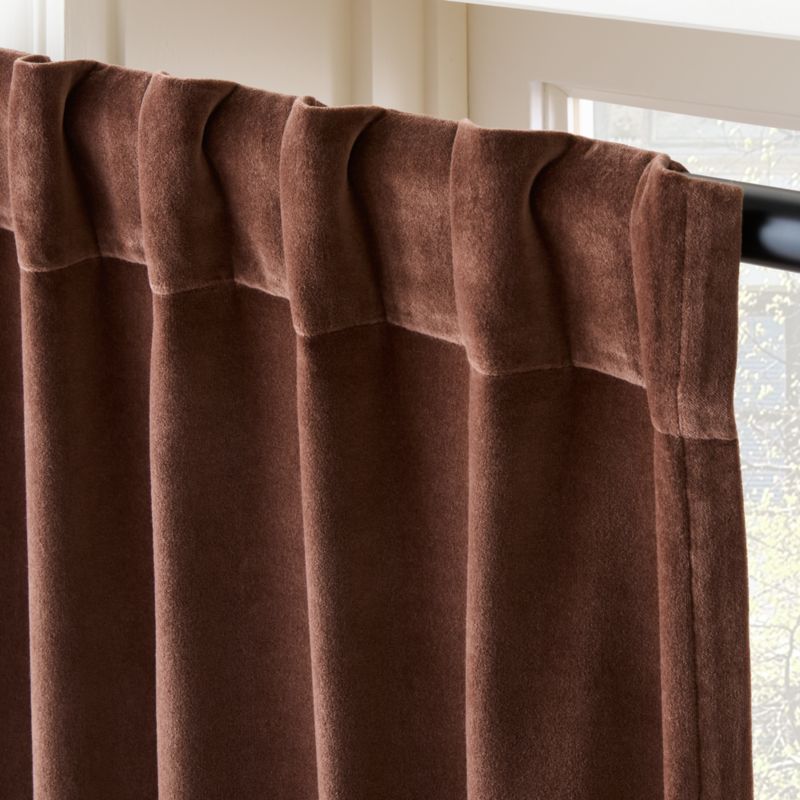 Chocolate Brown Organic Cotton Velvet Window Curtain Panel 48"x84" - image 3 of 6