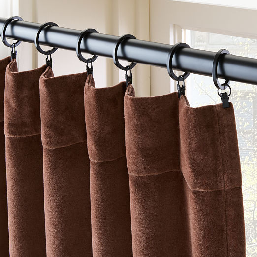 Chocolate Brown Organic Cotton Velvet Window Curtain Panel