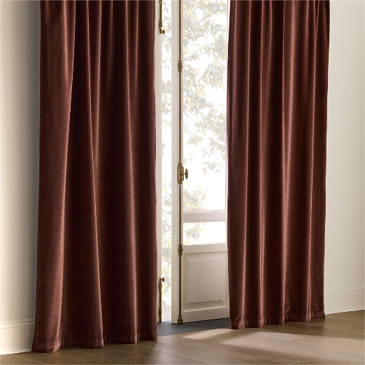 Chocolate Brown Organic Cotton Velvet Window Curtain Panel