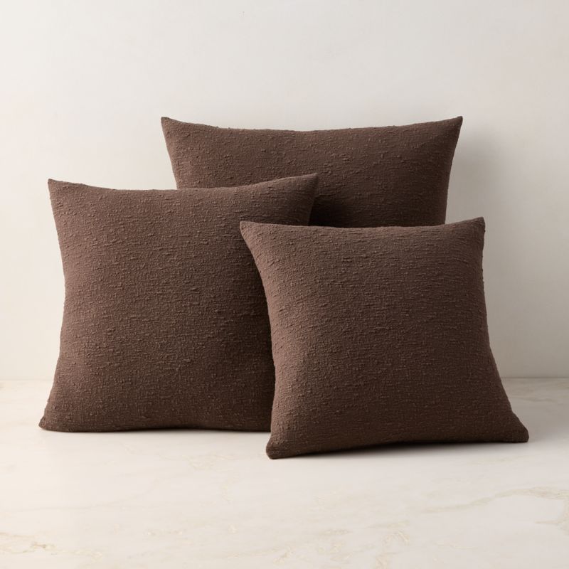 Chocolate Brown Boucle Throw Pillow With Down-Alternative Insert 18''x18" - image 2 of 6