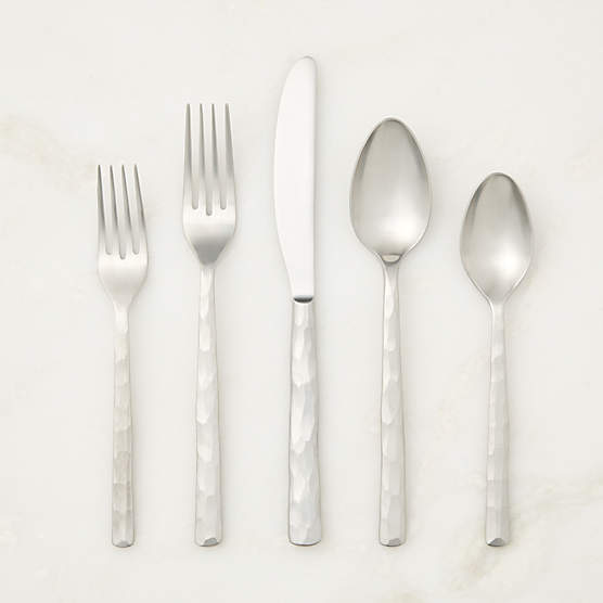 Chiseled 20-Piece Satin Hammered Stainless Steel Flatware Set