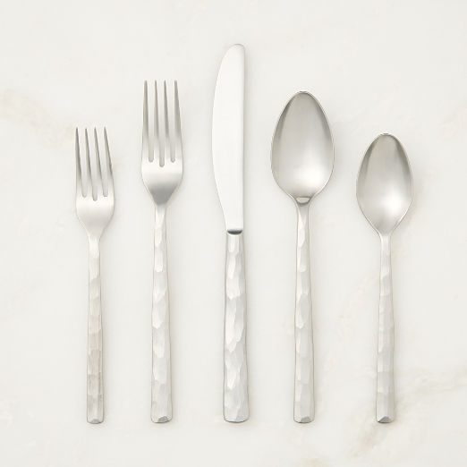Chiseled 20-Piece Satin Hammered Stainless Steel Flatware Set