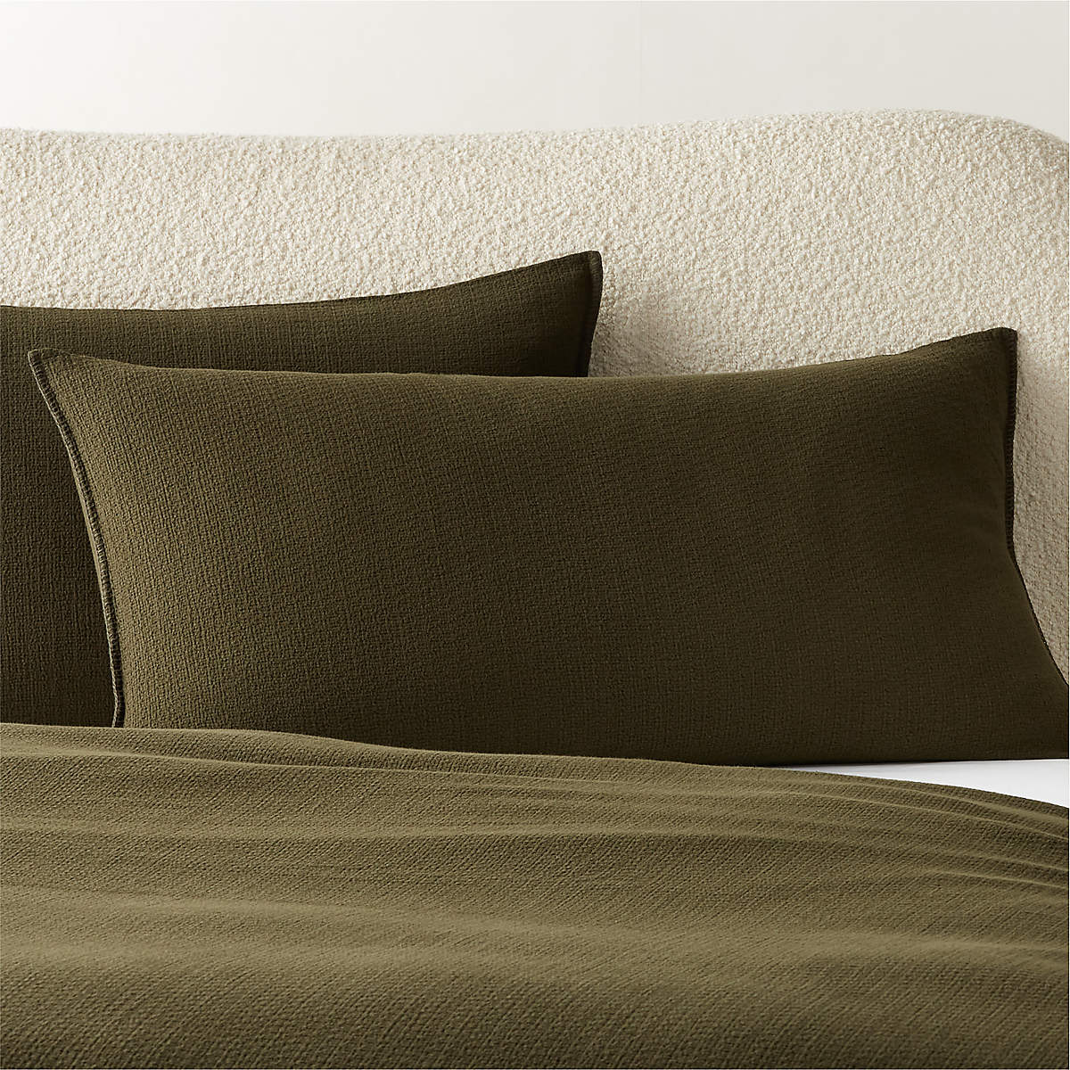 Ciebon Organic Cotton Dark Green King Pillow Shams Set of 2 + Reviews CB2