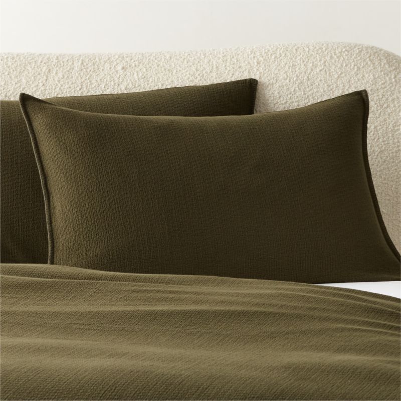 View Ciebon Organic Cotton Dark Green Standard Pillow Shams Set of 2 details