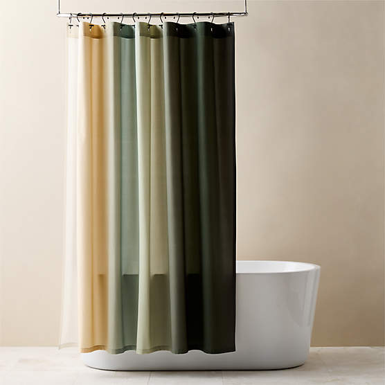 Ciel Organic Cotton Sateen Green Ombre Shower Curtain 72"