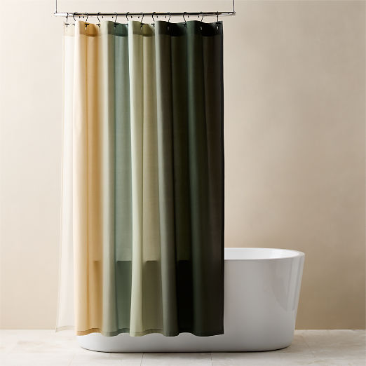 Ciel Organic Cotton Sateen Green Ombre Shower Curtain 72"