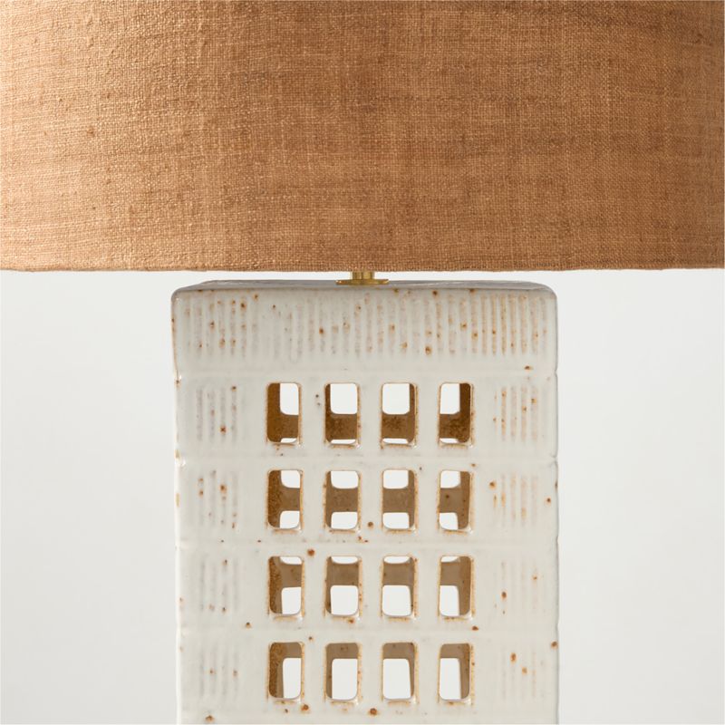 Cienega White Ceramic Reactive Glaze Table Lamp with Hemp Shade - image 2 of 4