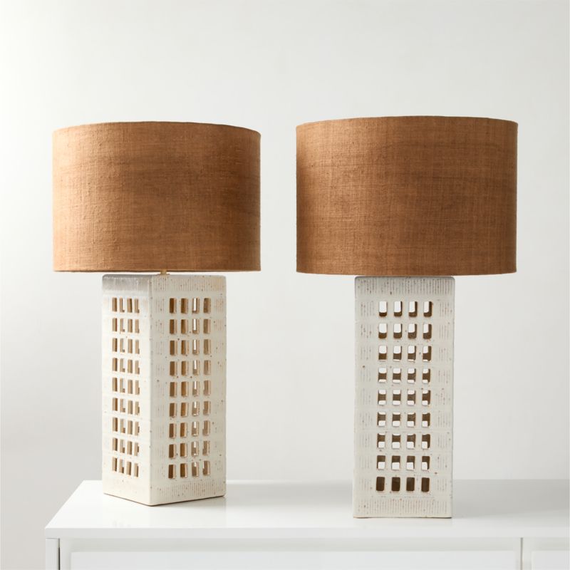 Cienega White Ceramic Reactive Glaze Table Lamp with Hemp Shade - image 3 of 4