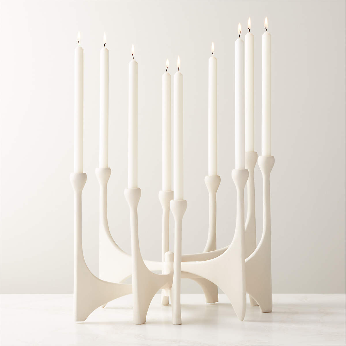 Cinq White Multi Modern Taper Candle Holder Large + Reviews CB2