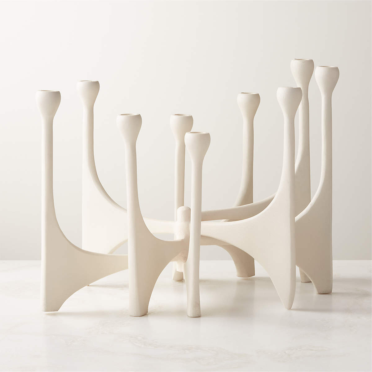 Cinq White Multi Modern Taper Candle Holder Large + Reviews | CB2