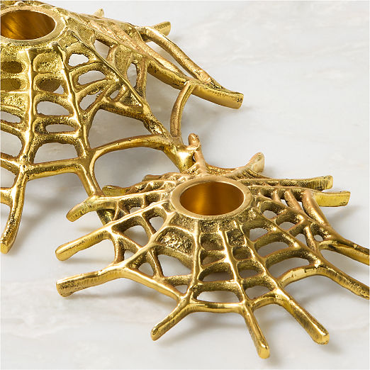 Cipher Brass Spiderweb Taper Candle Holder