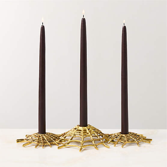 Cipher Brass Spiderweb Taper Candle Holder